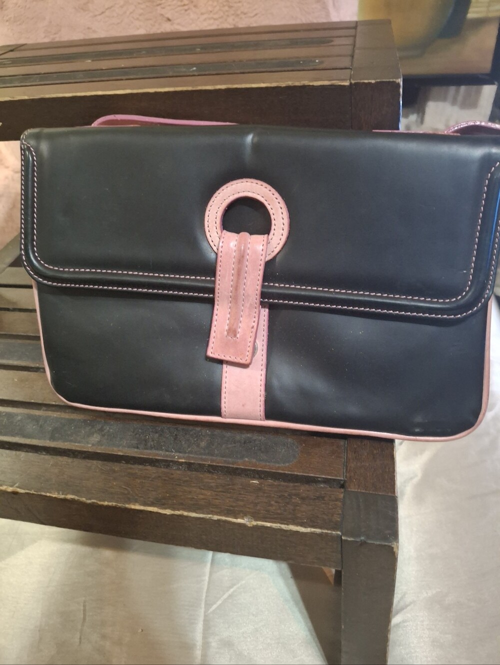 BILLY BAG London Black Handbag with Pink Trim
